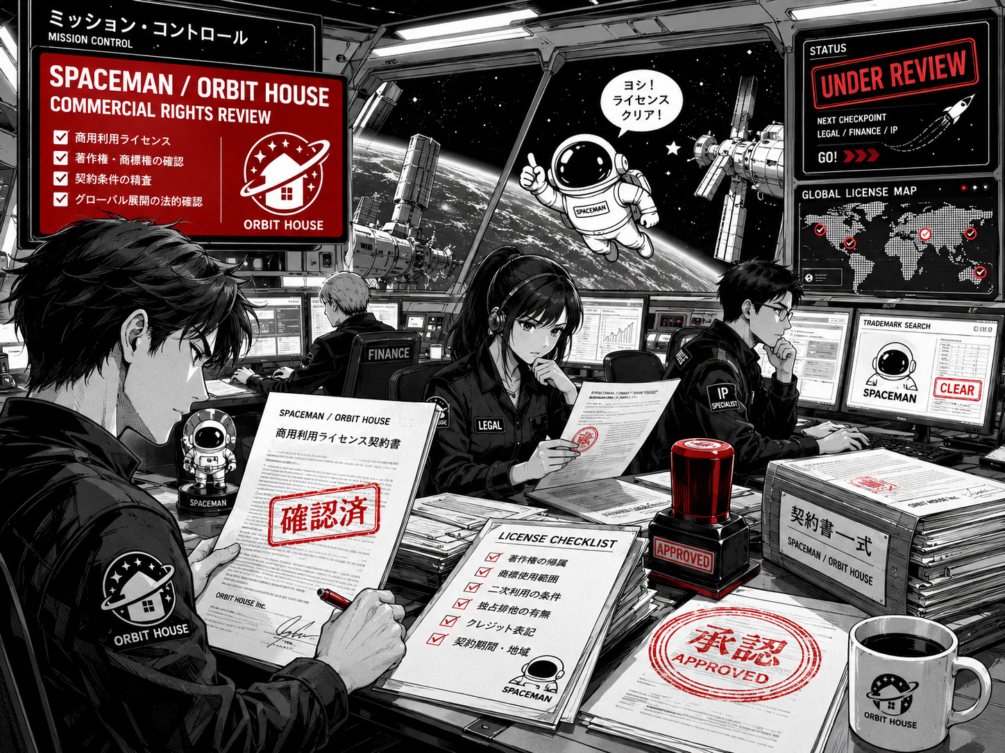 ミッション管理局で書類確認をする監査風景